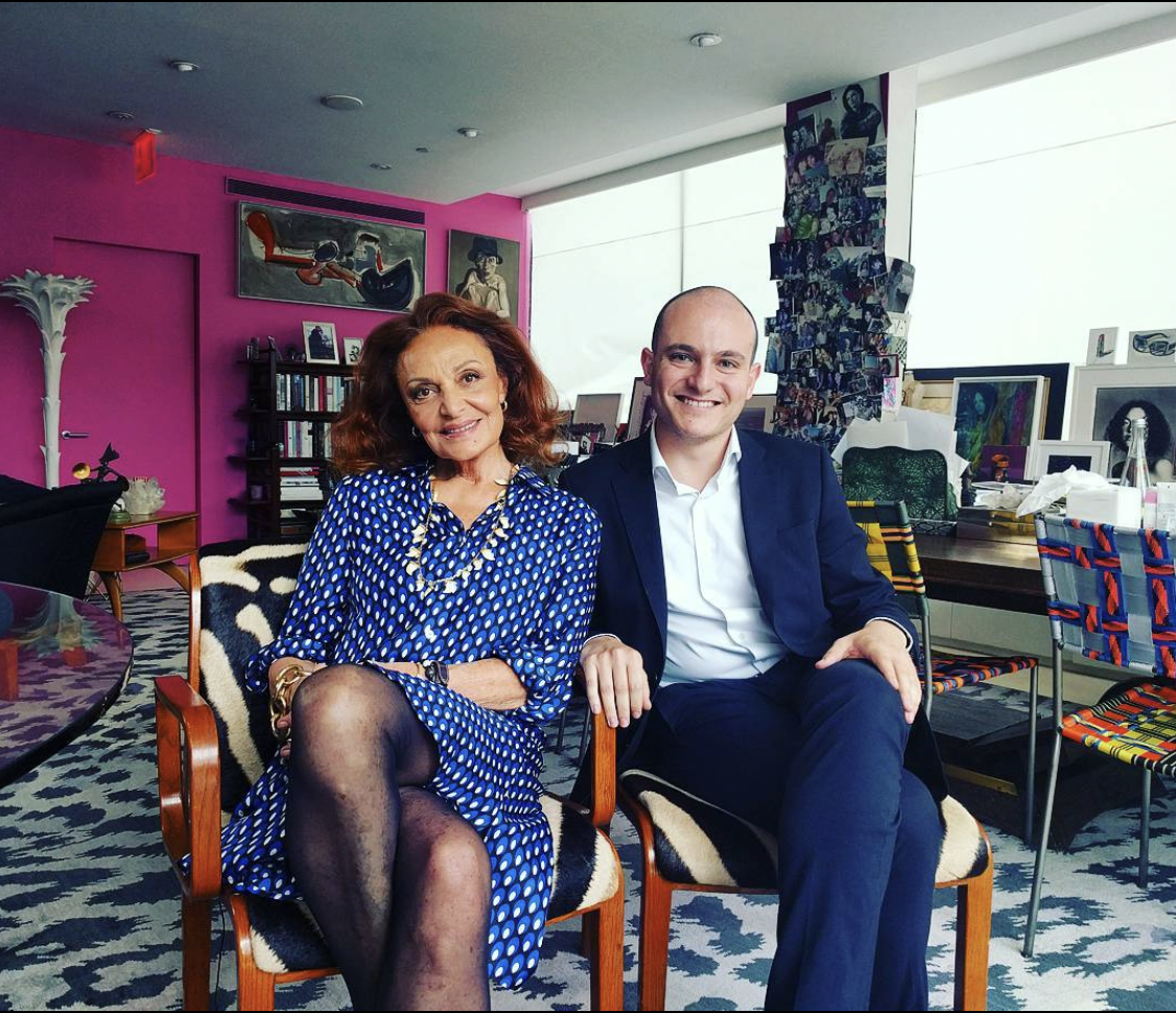 Gabriel Muller with Diane von Furstenberg at her New York studio